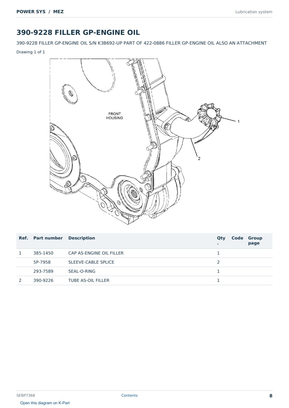 Caterpillar POWER SYS S/N MEZ Partsbook SEBP7368 (English) - sample page 8 of 10 Caterpillar POWER SYS S/N MEZ Partsbook SEBP7368 (English) - sample page 8 of 10