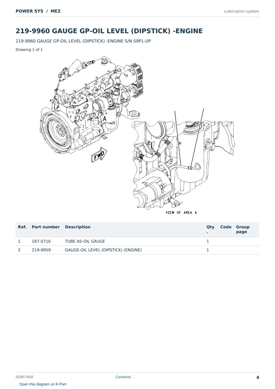 Caterpillar POWER SYS S/N MEZ Partsbook SEBP7400 (English) - sample page 4 of 10 Caterpillar POWER SYS S/N MEZ Partsbook SEBP7400 (English) - sample page 4 of 10