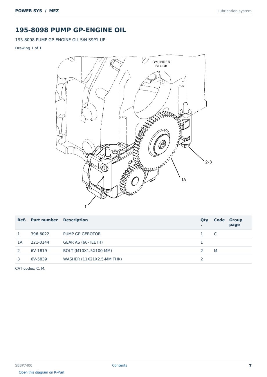 Caterpillar POWER SYS S/N MEZ Partsbook SEBP7400 (English) - sample page 7 of 10 Caterpillar POWER SYS S/N MEZ Partsbook SEBP7400 (English) - sample page 7 of 10