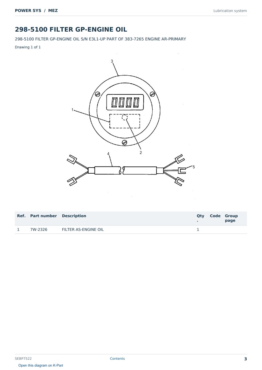 Caterpillar POWER SYS S/N MEZ Partsbook SEBP7522 (English) - sample page 3 of 10 Caterpillar POWER SYS S/N MEZ Partsbook SEBP7522 (English) - sample page 3 of 10