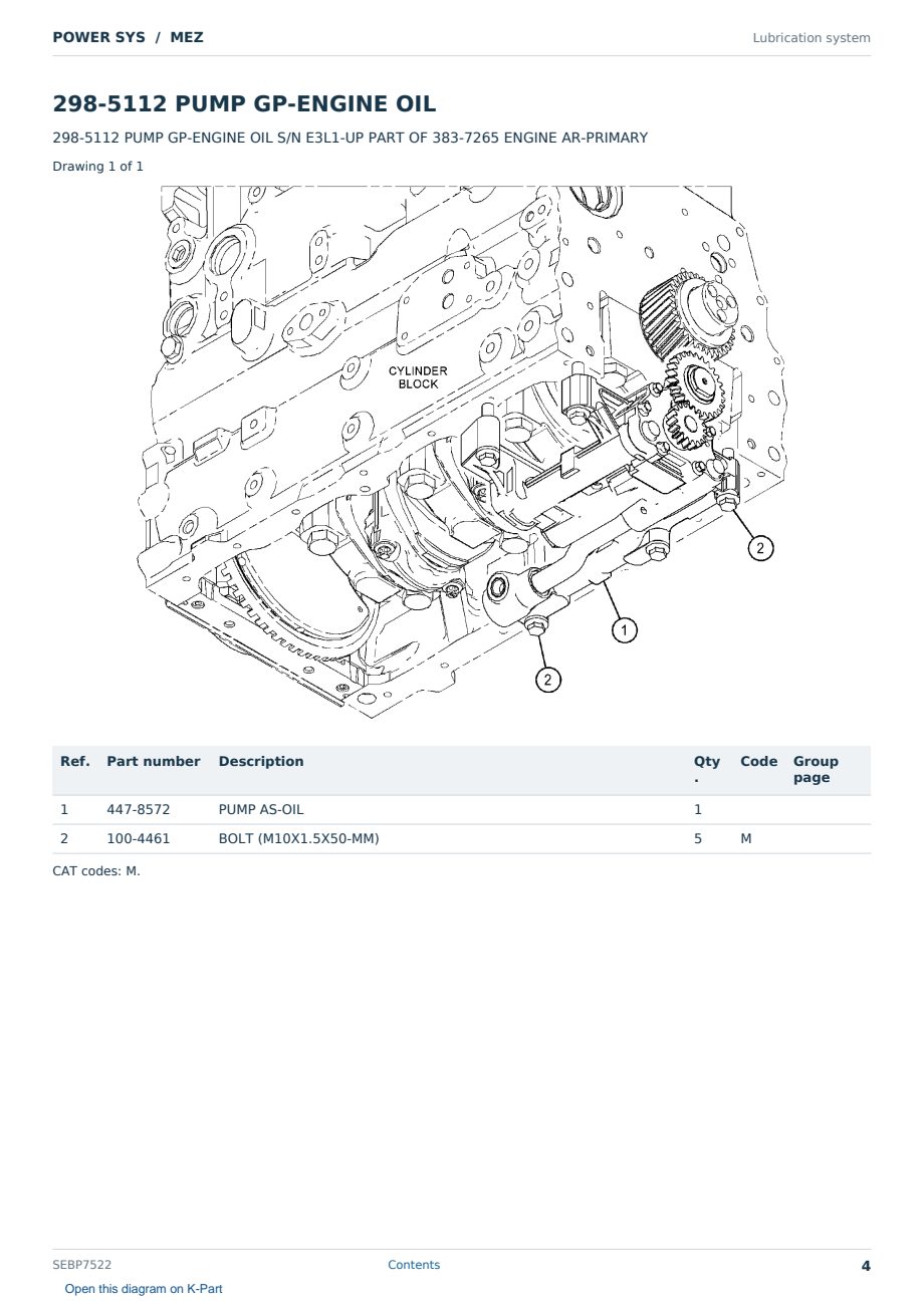 Caterpillar POWER SYS S/N MEZ Partsbook SEBP7522 (English) - sample page 4 of 10 Caterpillar POWER SYS S/N MEZ Partsbook SEBP7522 (English) - sample page 4 of 10