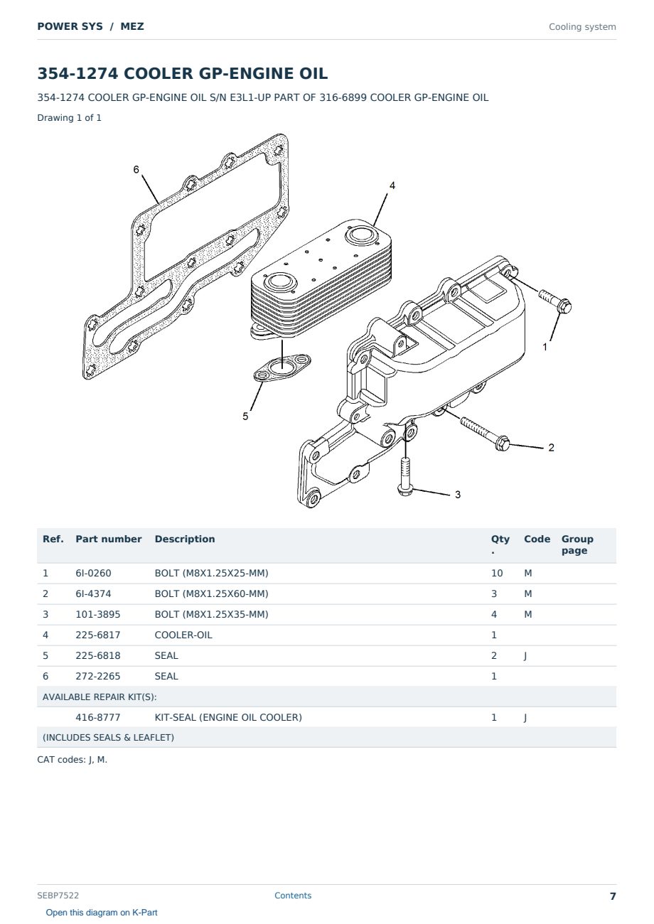 Caterpillar POWER SYS S/N MEZ Partsbook SEBP7522 (English) - sample page 7 of 10 Caterpillar POWER SYS S/N MEZ Partsbook SEBP7522 (English) - sample page 7 of 10