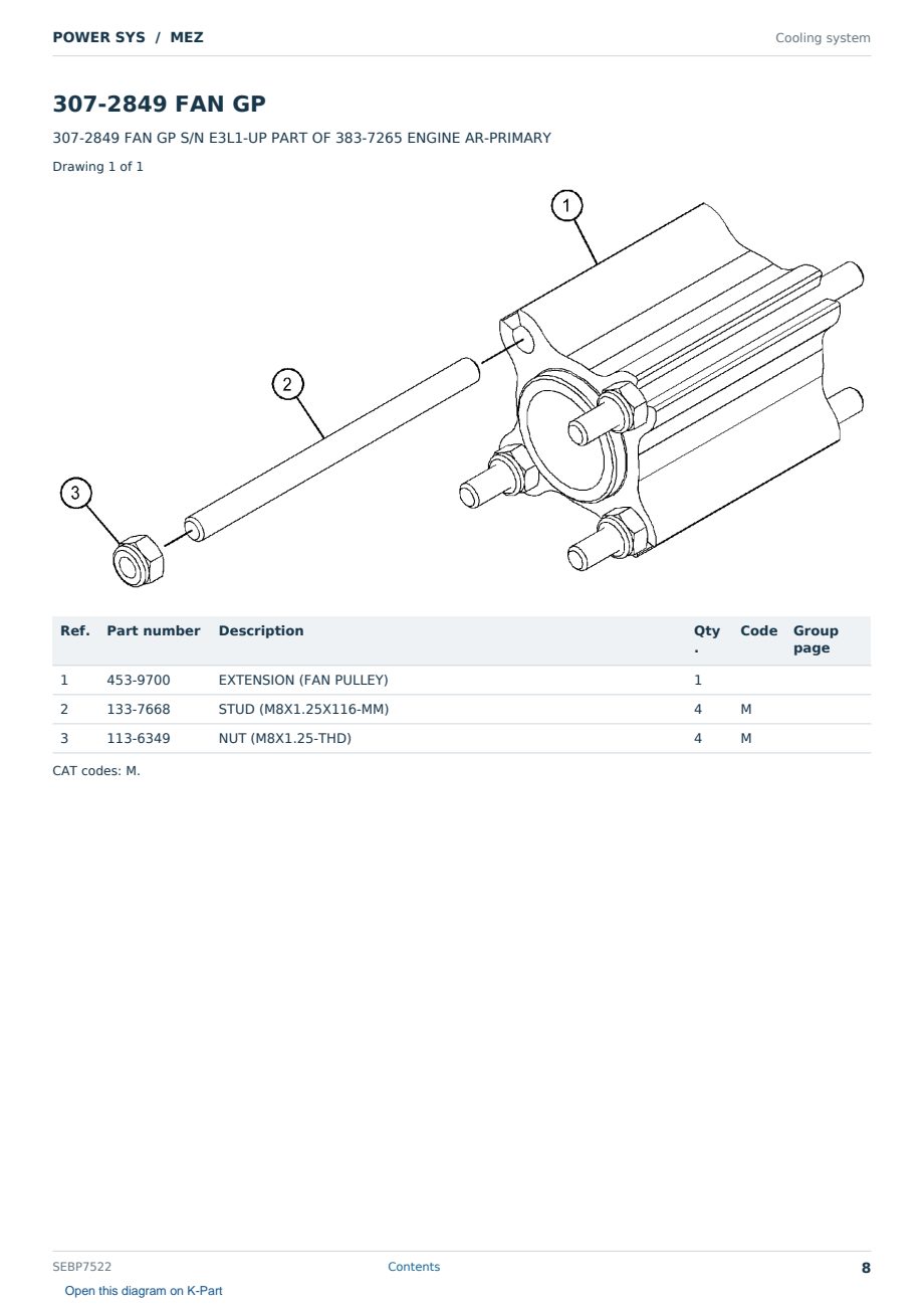 Caterpillar POWER SYS S/N MEZ Partsbook SEBP7522 (English) - sample page 8 of 10 Caterpillar POWER SYS S/N MEZ Partsbook SEBP7522 (English) - sample page 8 of 10