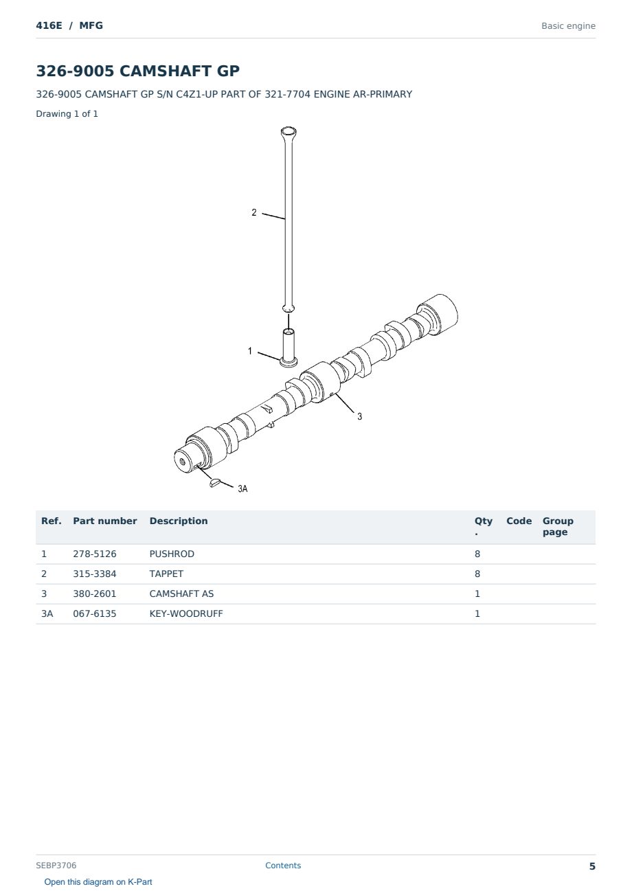 Caterpillar 416E S/N MFG Partsbook SEBP3706 (English) - sample page 5 of 10 Caterpillar 416E S/N MFG Partsbook SEBP3706 (English) - sample page 5 of 10