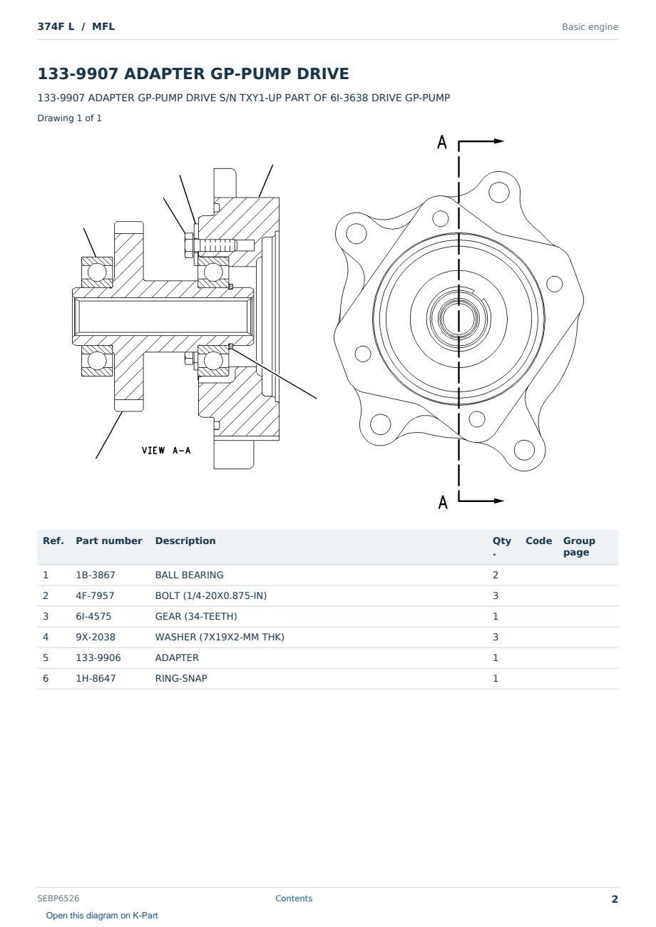 Caterpillar 374F L S/N MFL Partsbook SEBP6526 (English) - sample page 2 of 10 Caterpillar 374F L S/N MFL Partsbook SEBP6526 (English) - sample page 2 of 10