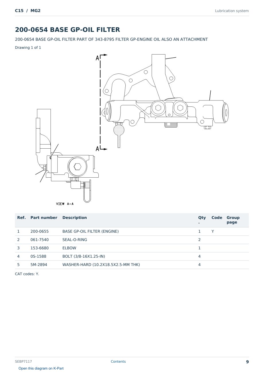 Caterpillar C15 S/N MG2 Partsbook SEBP7117 (English) - sample page 9 of 10 Caterpillar C15 S/N MG2 Partsbook SEBP7117 (English) - sample page 9 of 10
