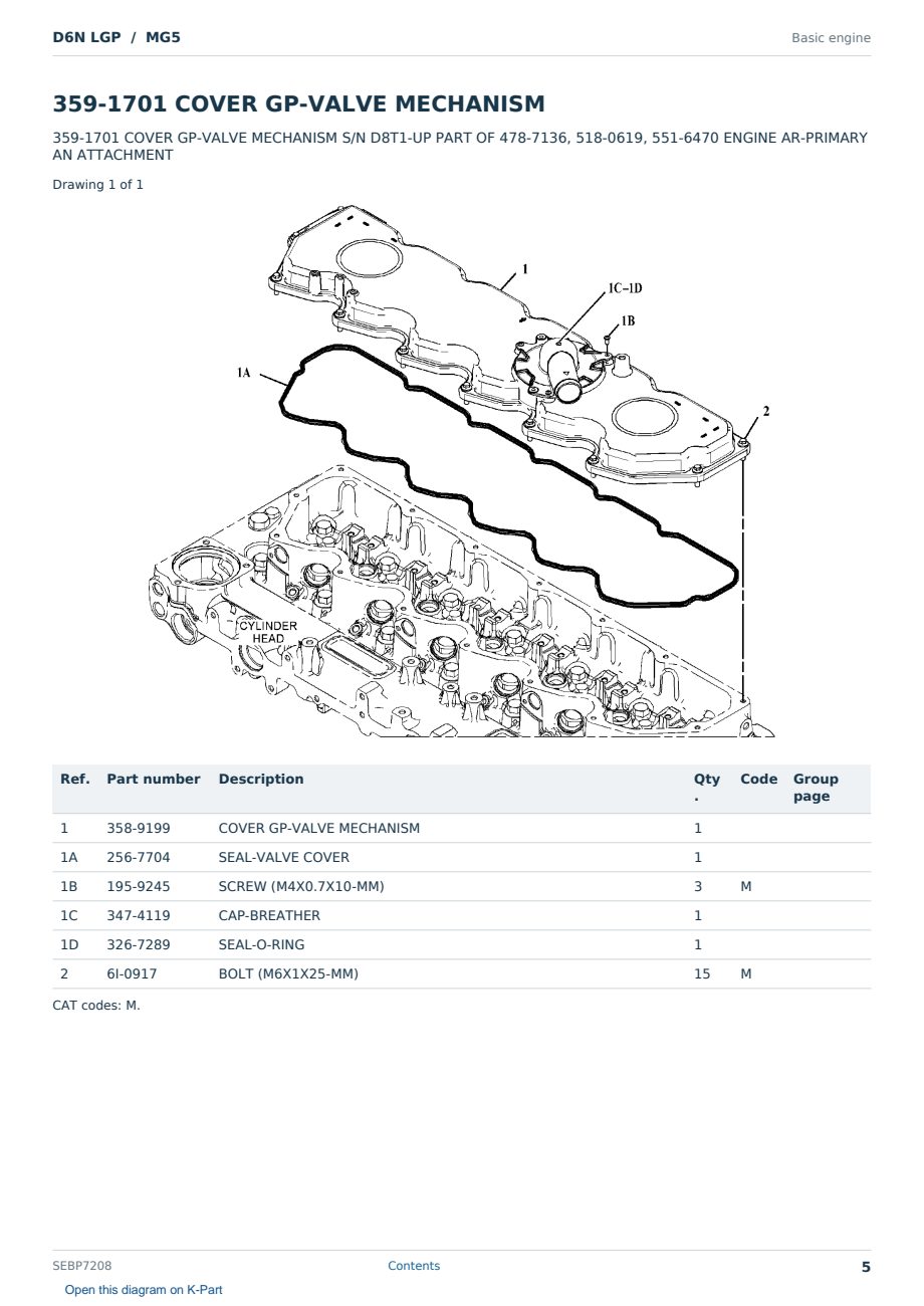 Caterpillar D6N LGP S/N MG5 Partsbook SEBP7208 (English) - sample page 5 of 10 Caterpillar D6N LGP S/N MG5 Partsbook SEBP7208 (English) - sample page 5 of 10