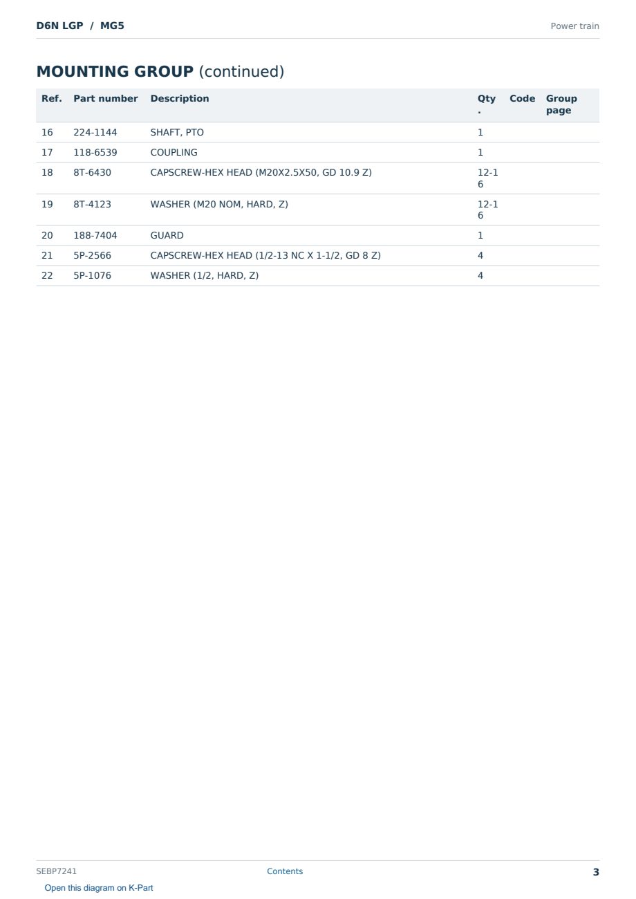 Caterpillar D6N LGP S/N MG5 Partsbook SEBP7241 (English) - sample page 3 of 10 Caterpillar D6N LGP S/N MG5 Partsbook SEBP7241 (English) - sample page 3 of 10
