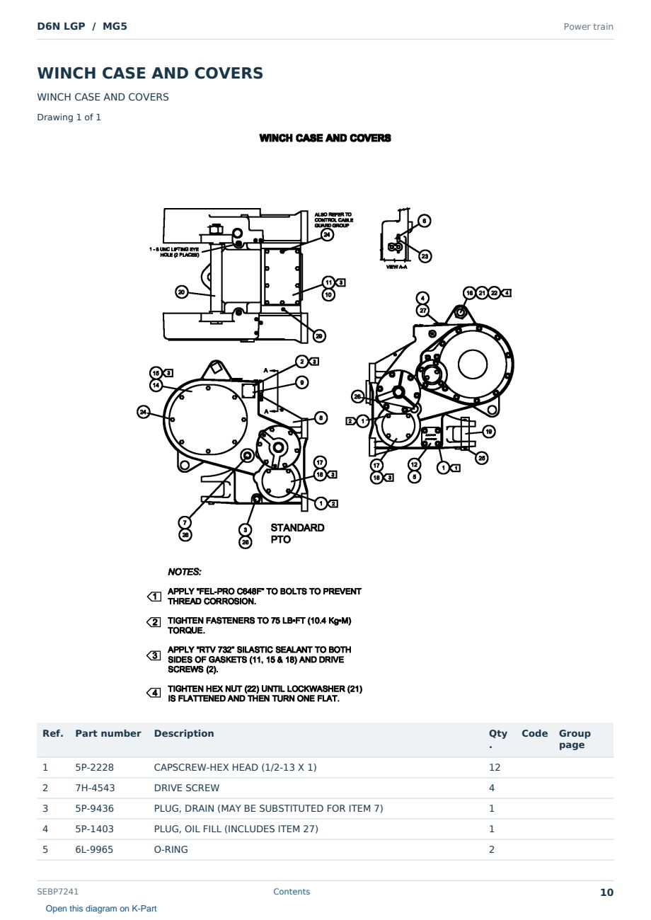 Caterpillar D6N LGP S/N MG5 Partsbook SEBP7241 (English) - sample page 10 of 10 Caterpillar D6N LGP S/N MG5 Partsbook SEBP7241 (English) - sample page 10 of 10