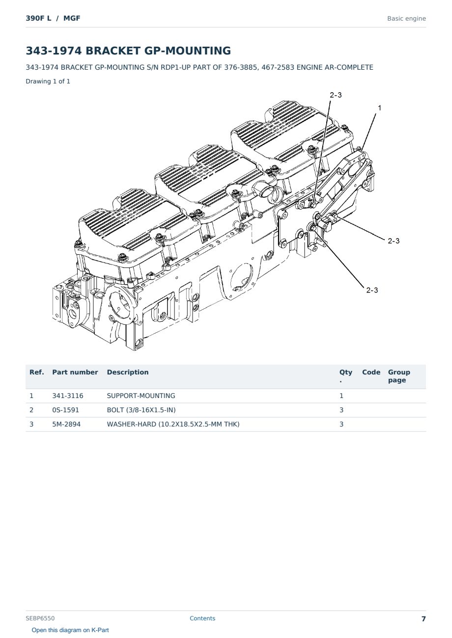 Caterpillar 390F L S/N MGF Partsbook SEBP6550 (English) - sample page 7 of 10 Caterpillar 390F L S/N MGF Partsbook SEBP6550 (English) - sample page 7 of 10