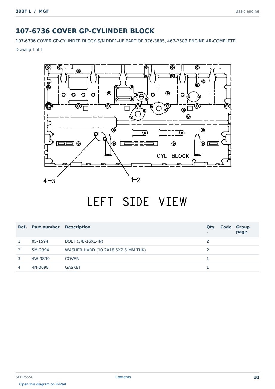 Caterpillar 390F L S/N MGF Partsbook SEBP6550 (English) - sample page 10 of 10 Caterpillar 390F L S/N MGF Partsbook SEBP6550 (English) - sample page 10 of 10