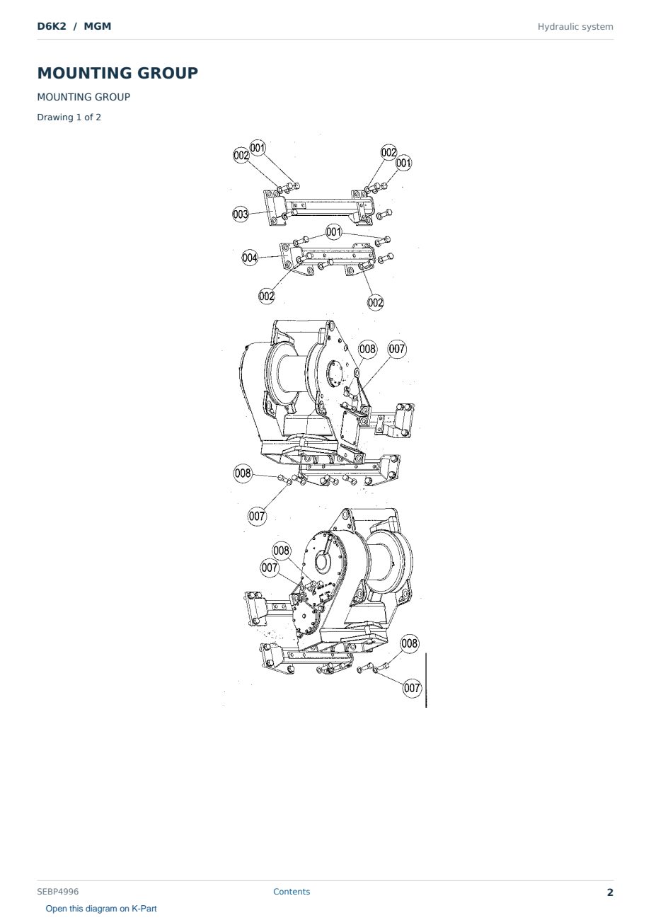 Caterpillar D6K2 S/N MGM Partsbook SEBP4996 (English) - sample page 2 of 10 Caterpillar D6K2 S/N MGM Partsbook SEBP4996 (English) - sample page 2 of 10