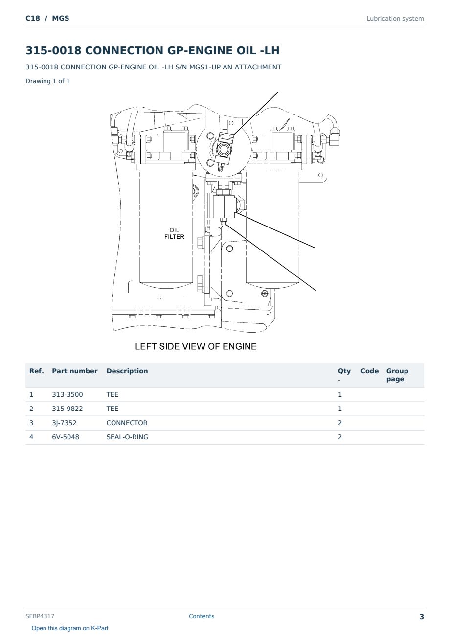 Caterpillar C18 S/N MGS Partsbook SEBP4317 (English) - sample page 3 of 10 Caterpillar C18 S/N MGS Partsbook SEBP4317 (English) - sample page 3 of 10
