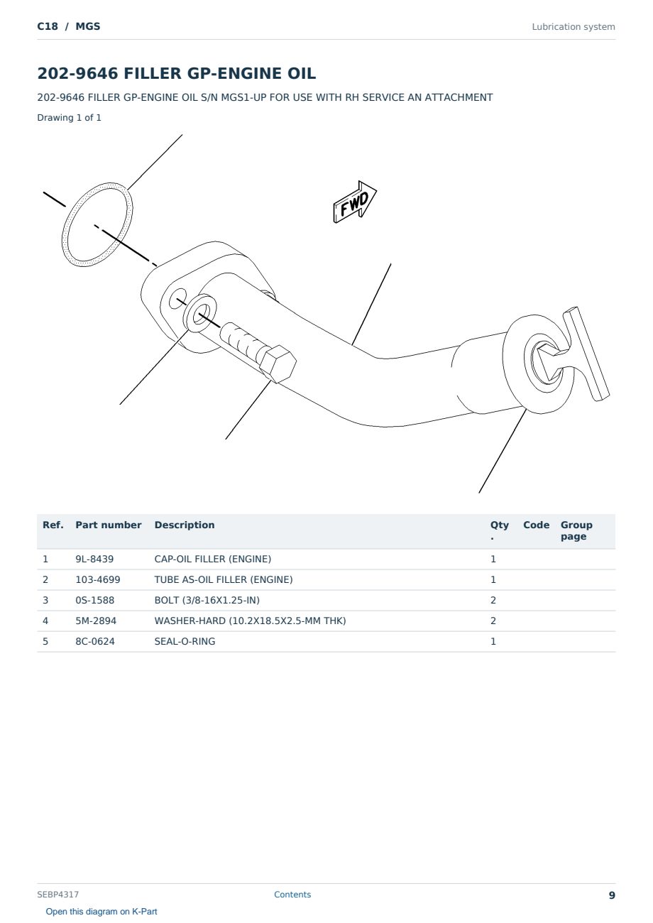 Caterpillar C18 S/N MGS Partsbook SEBP4317 (English) - sample page 9 of 10 Caterpillar C18 S/N MGS Partsbook SEBP4317 (English) - sample page 9 of 10
