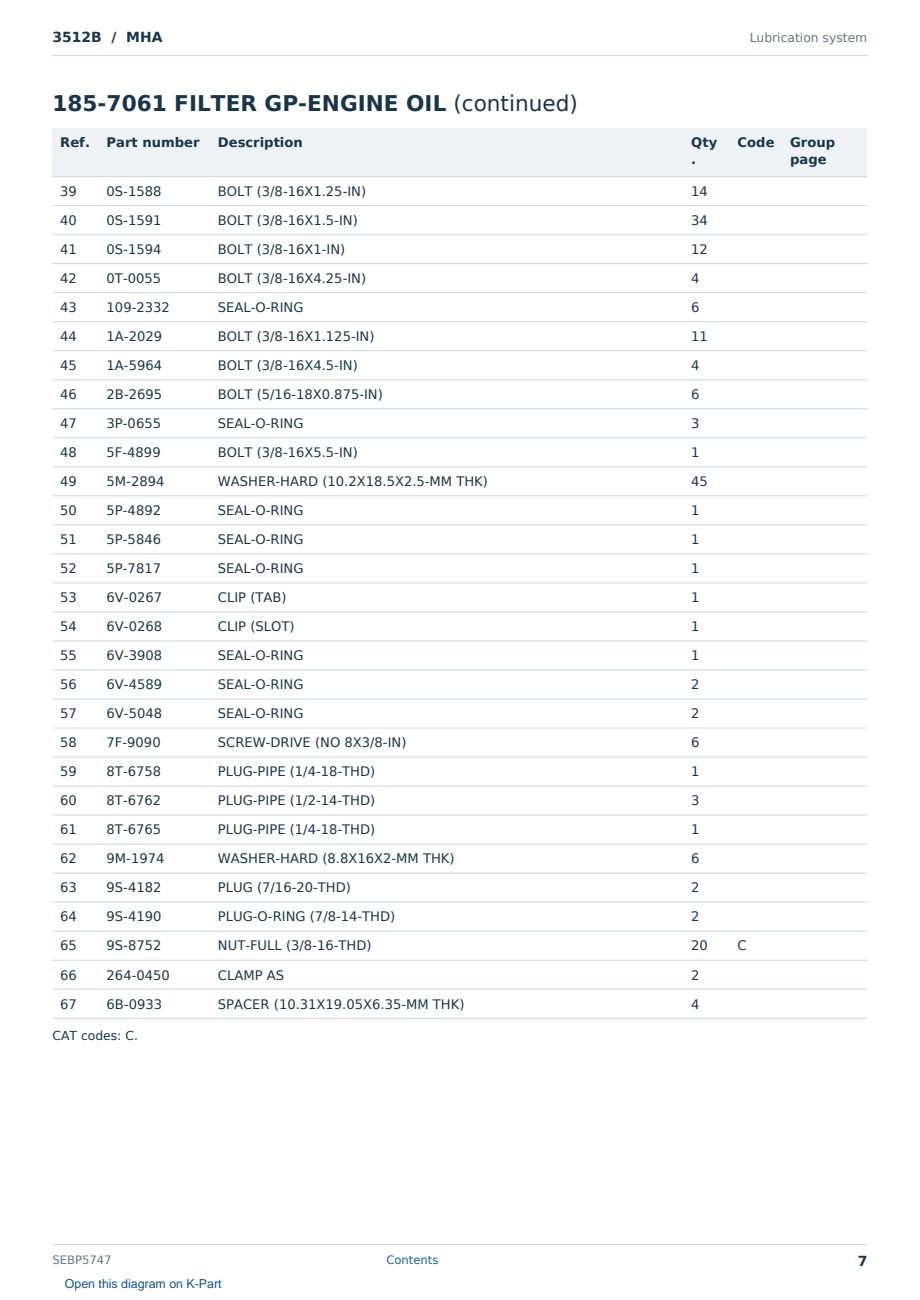Caterpillar 3512B S/N MHA Partsbook SEBP5747 (English) - sample page 7 of 10 Caterpillar 3512B S/N MHA Partsbook SEBP5747 (English) - sample page 7 of 10