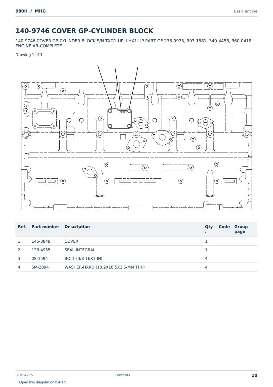 Caterpillar 980H S/N MHG Partsbook SEBP4275 (English) - sample page 10 of 10 Caterpillar 980H S/N MHG Partsbook SEBP4275 (English) - sample page 10 of 10