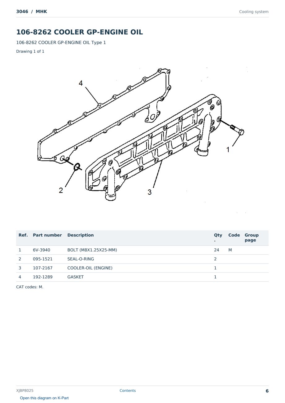 Caterpillar 3046 S/N MHK Partsbook XJBP8025 (English) - sample page 6 of 10 Caterpillar 3046 S/N MHK Partsbook XJBP8025 (English) - sample page 6 of 10