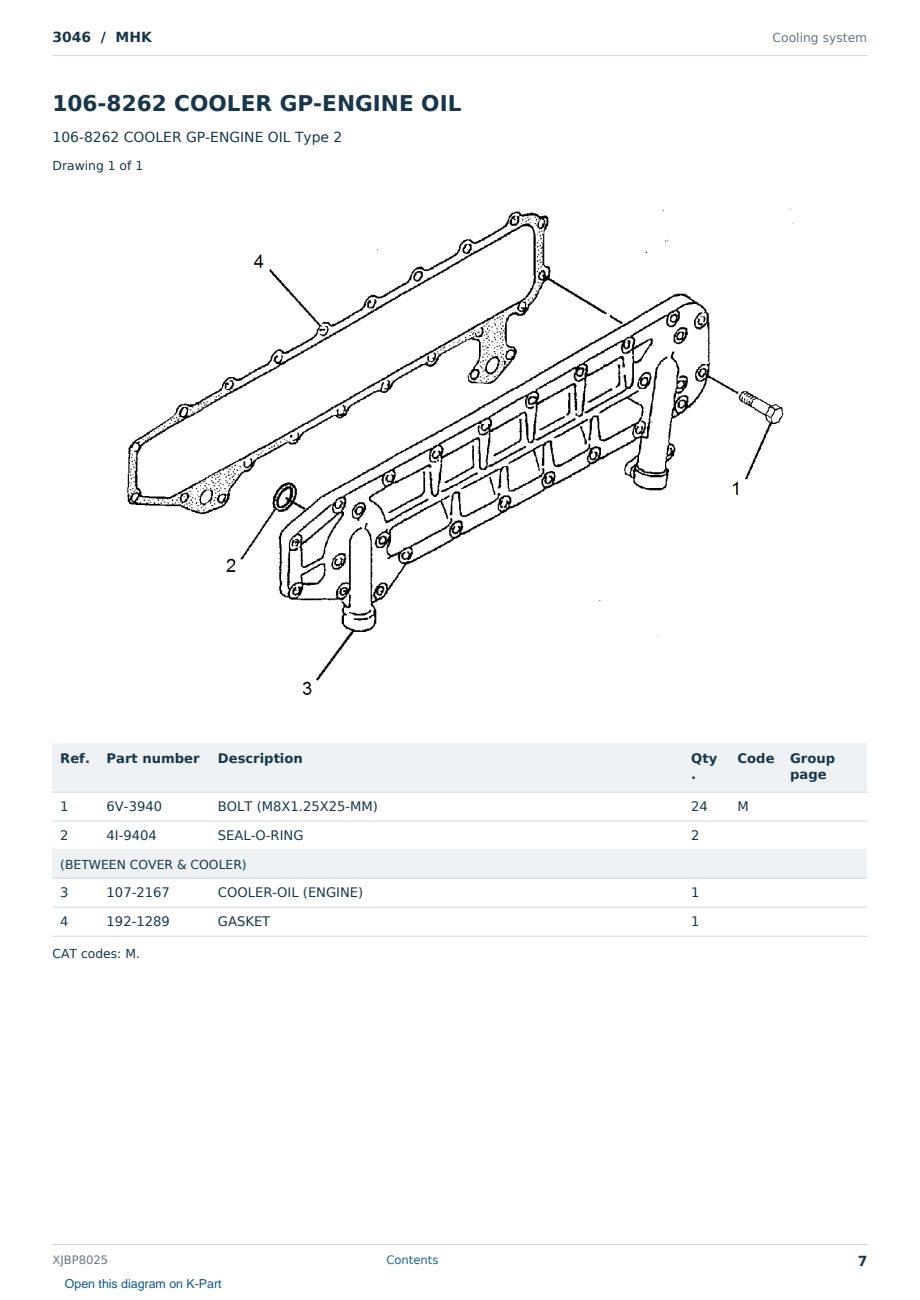 Caterpillar 3046 S/N MHK Partsbook XJBP8025 (English) - sample page 7 of 10 Caterpillar 3046 S/N MHK Partsbook XJBP8025 (English) - sample page 7 of 10