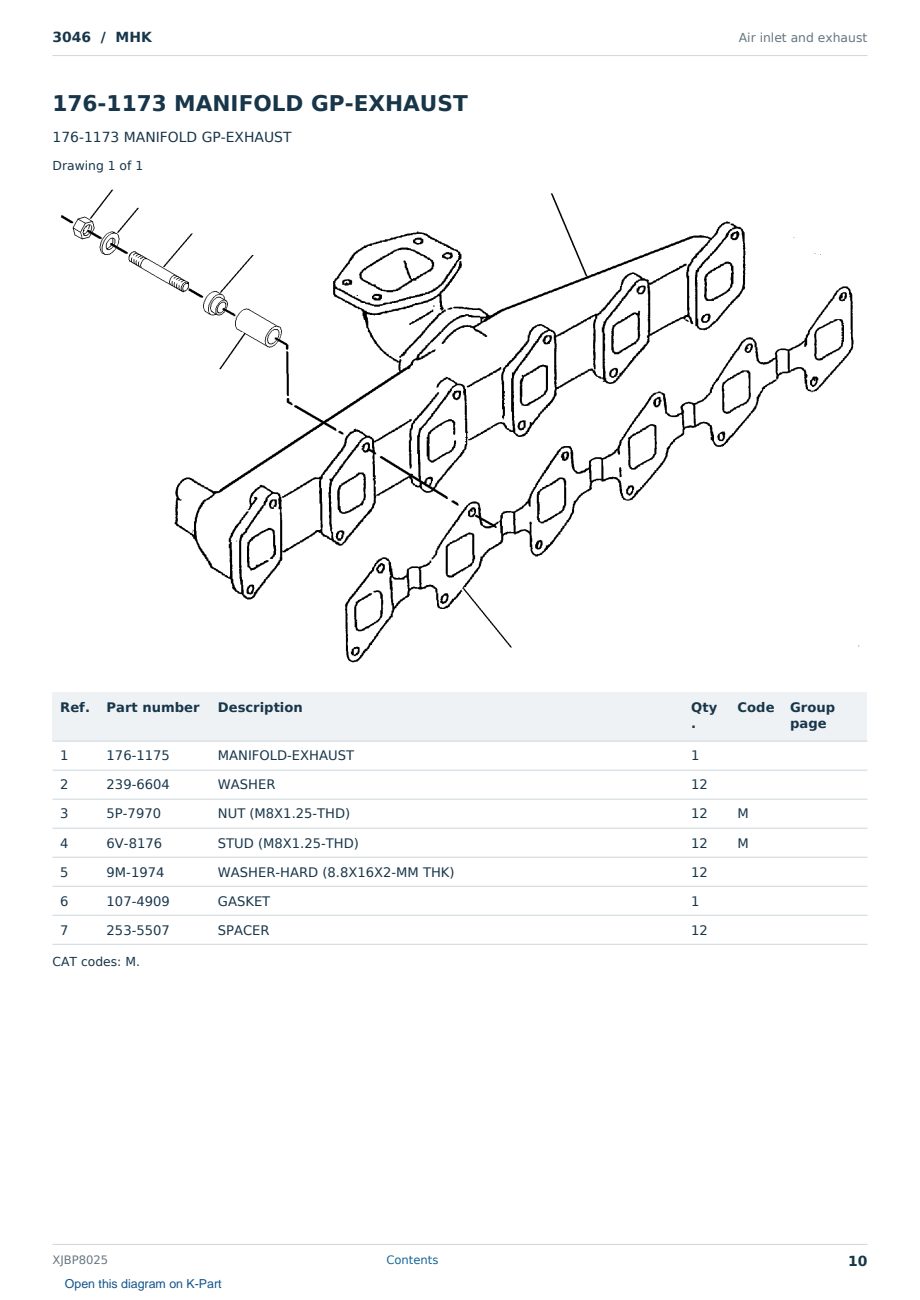 Caterpillar 3046 S/N MHK Partsbook XJBP8025 (English) - sample page 10 of 10 Caterpillar 3046 S/N MHK Partsbook XJBP8025 (English) - sample page 10 of 10