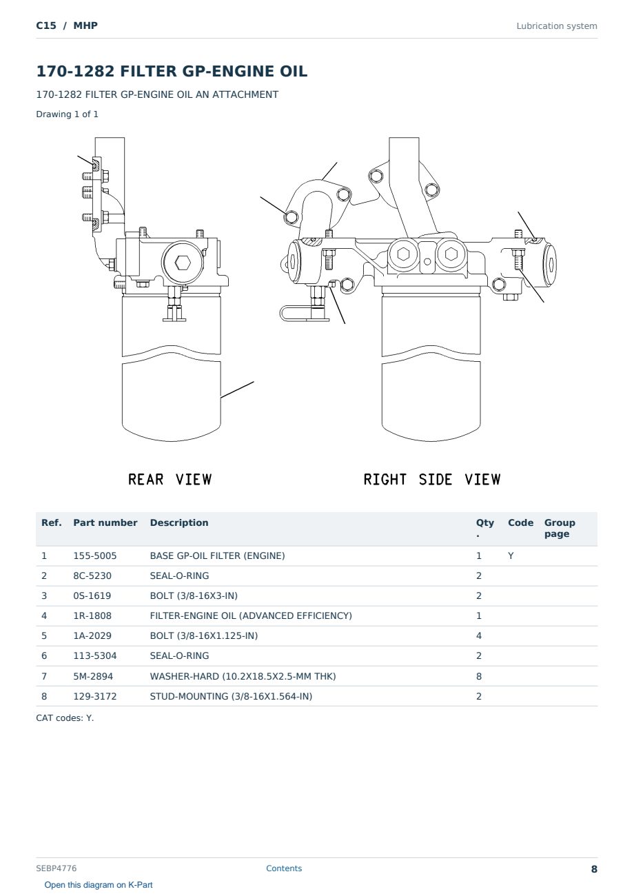 Caterpillar C15 S/N MHP Partsbook SEBP4776 (English) - sample page 8 of 10 Caterpillar C15 S/N MHP Partsbook SEBP4776 (English) - sample page 8 of 10