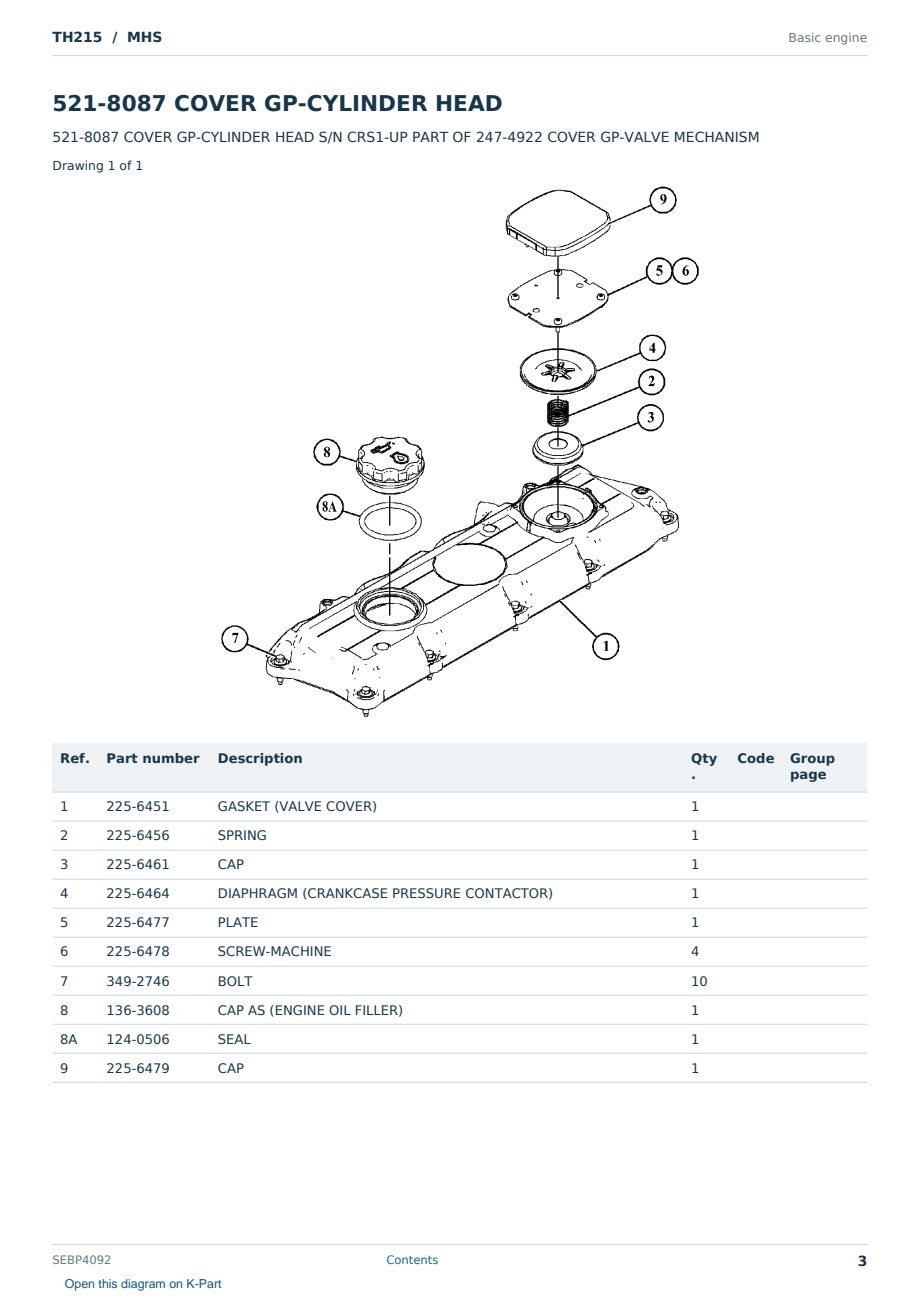 Caterpillar TH215 S/N MHS Partsbook SEBP4092 (English) - sample page 3 of 10 Caterpillar TH215 S/N MHS Partsbook SEBP4092 (English) - sample page 3 of 10