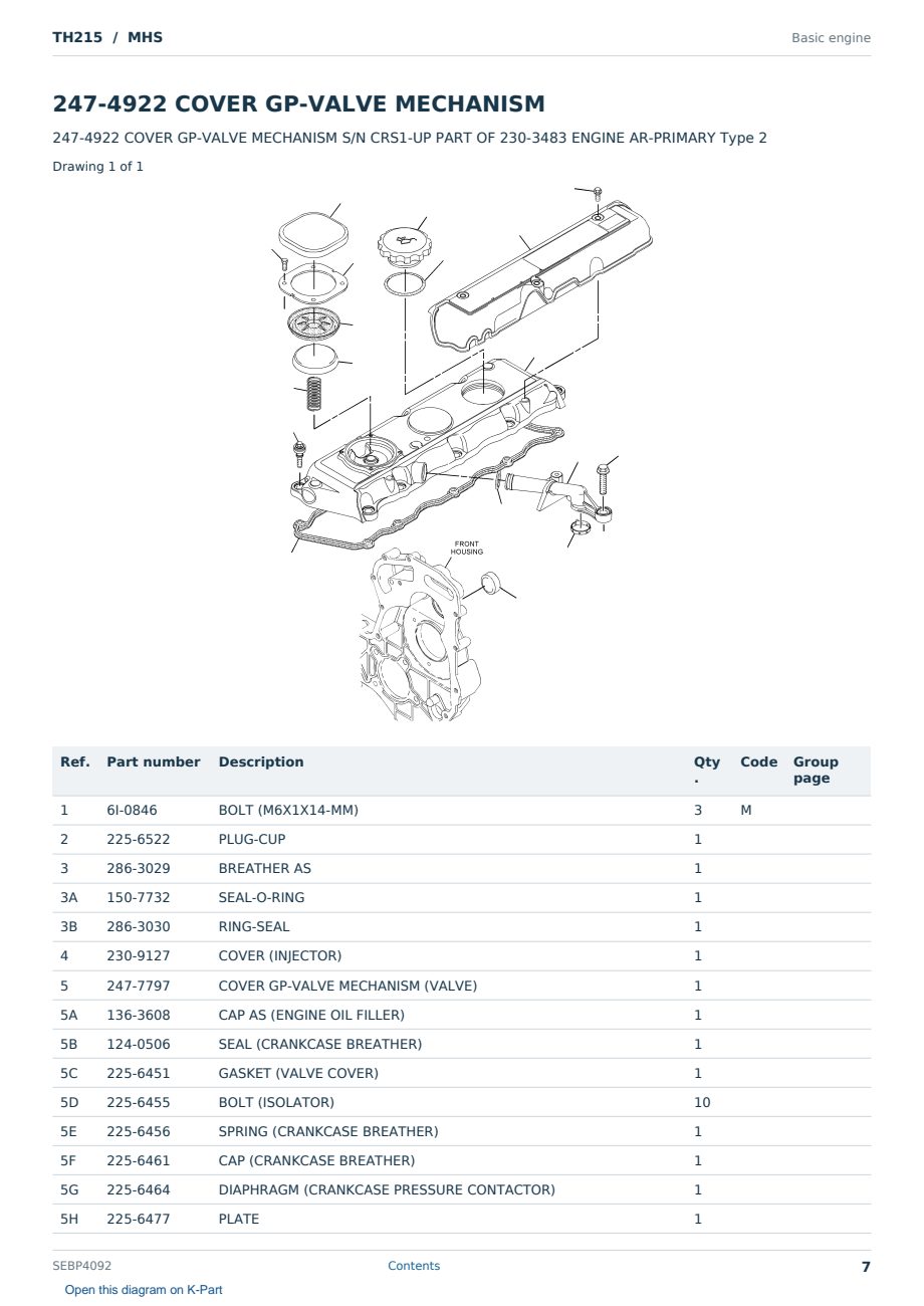 Caterpillar TH215 S/N MHS Partsbook SEBP4092 (English) - sample page 7 of 10 Caterpillar TH215 S/N MHS Partsbook SEBP4092 (English) - sample page 7 of 10