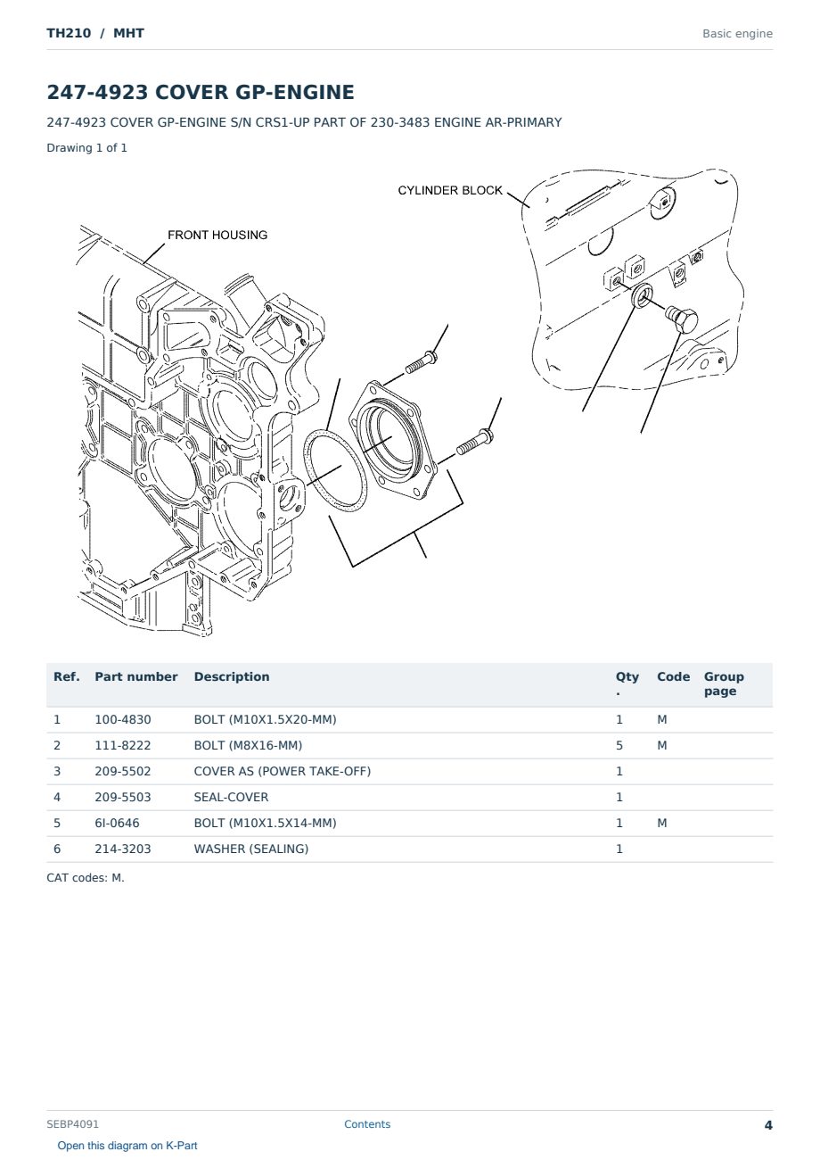 Caterpillar TH210 S/N MHT Partsbook SEBP4091 (English) - sample page 4 of 10 Caterpillar TH210 S/N MHT Partsbook SEBP4091 (English) - sample page 4 of 10