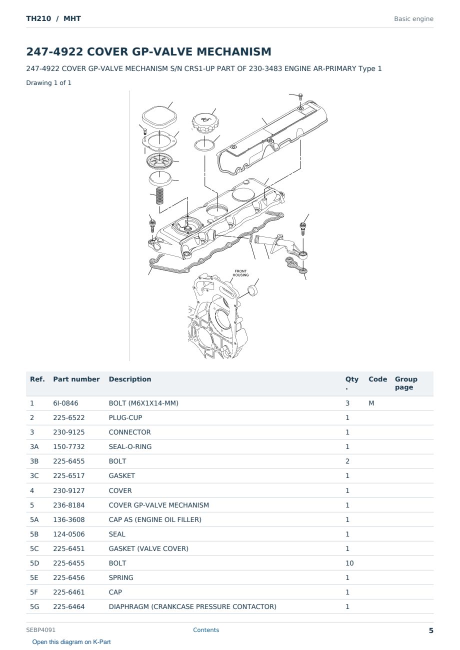 Caterpillar TH210 S/N MHT Partsbook SEBP4091 (English) - sample page 5 of 10 Caterpillar TH210 S/N MHT Partsbook SEBP4091 (English) - sample page 5 of 10