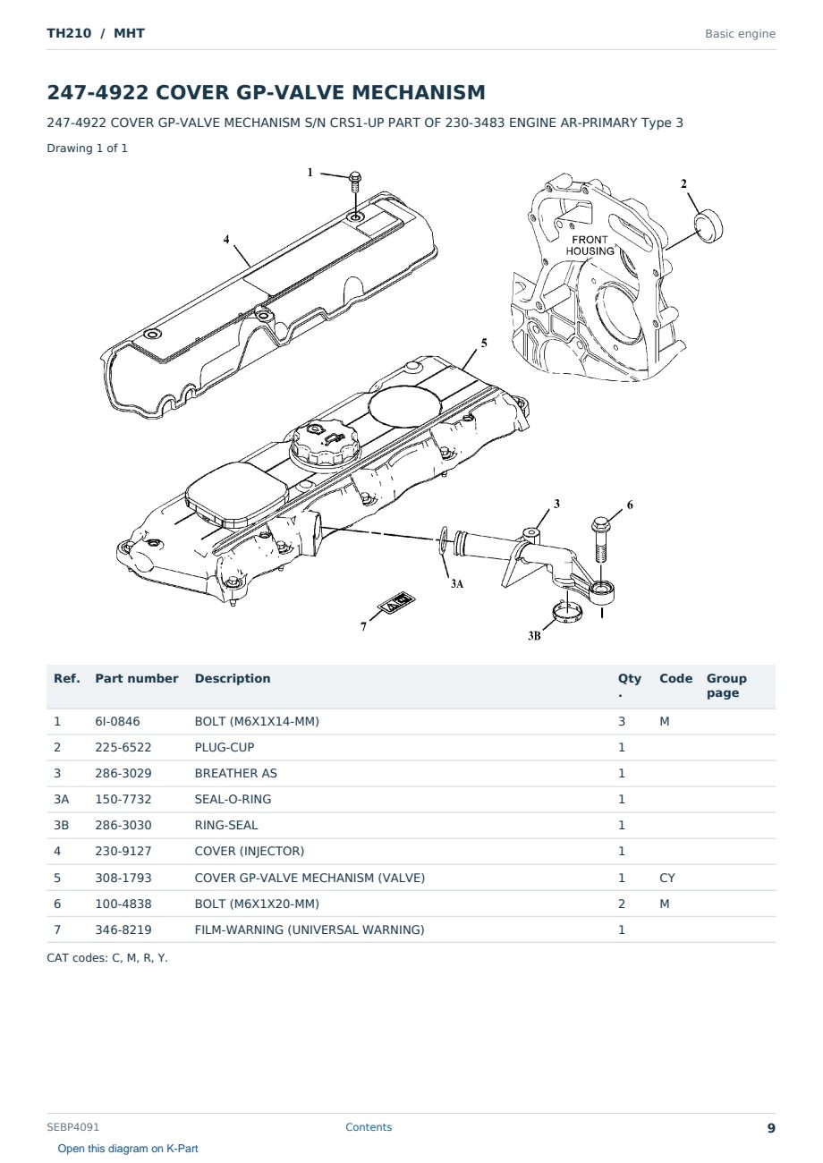 Caterpillar TH210 S/N MHT Partsbook SEBP4091 (English) - sample page 9 of 10 Caterpillar TH210 S/N MHT Partsbook SEBP4091 (English) - sample page 9 of 10