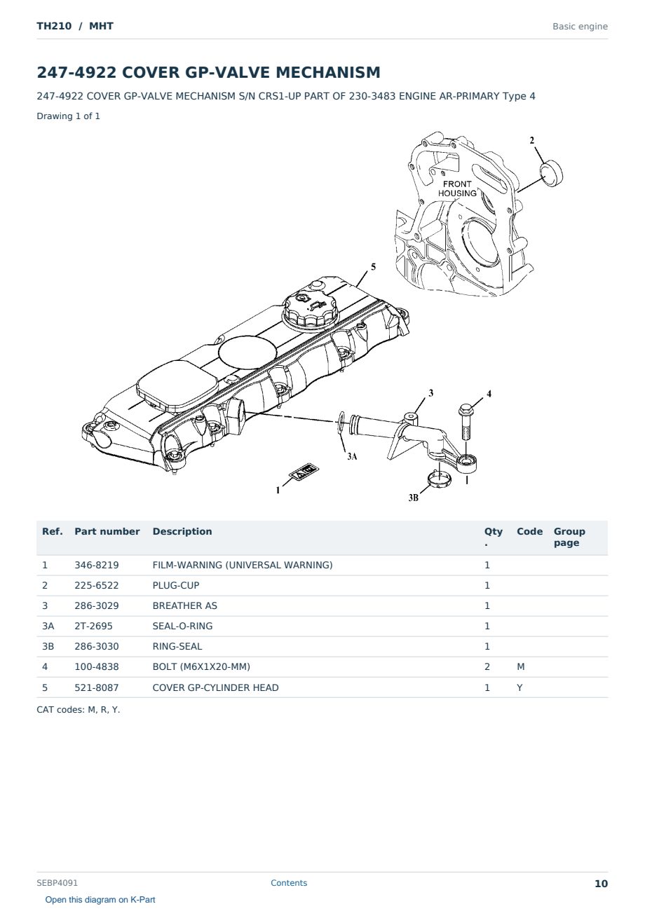 Caterpillar TH210 S/N MHT Partsbook SEBP4091 (English) - sample page 10 of 10 Caterpillar TH210 S/N MHT Partsbook SEBP4091 (English) - sample page 10 of 10