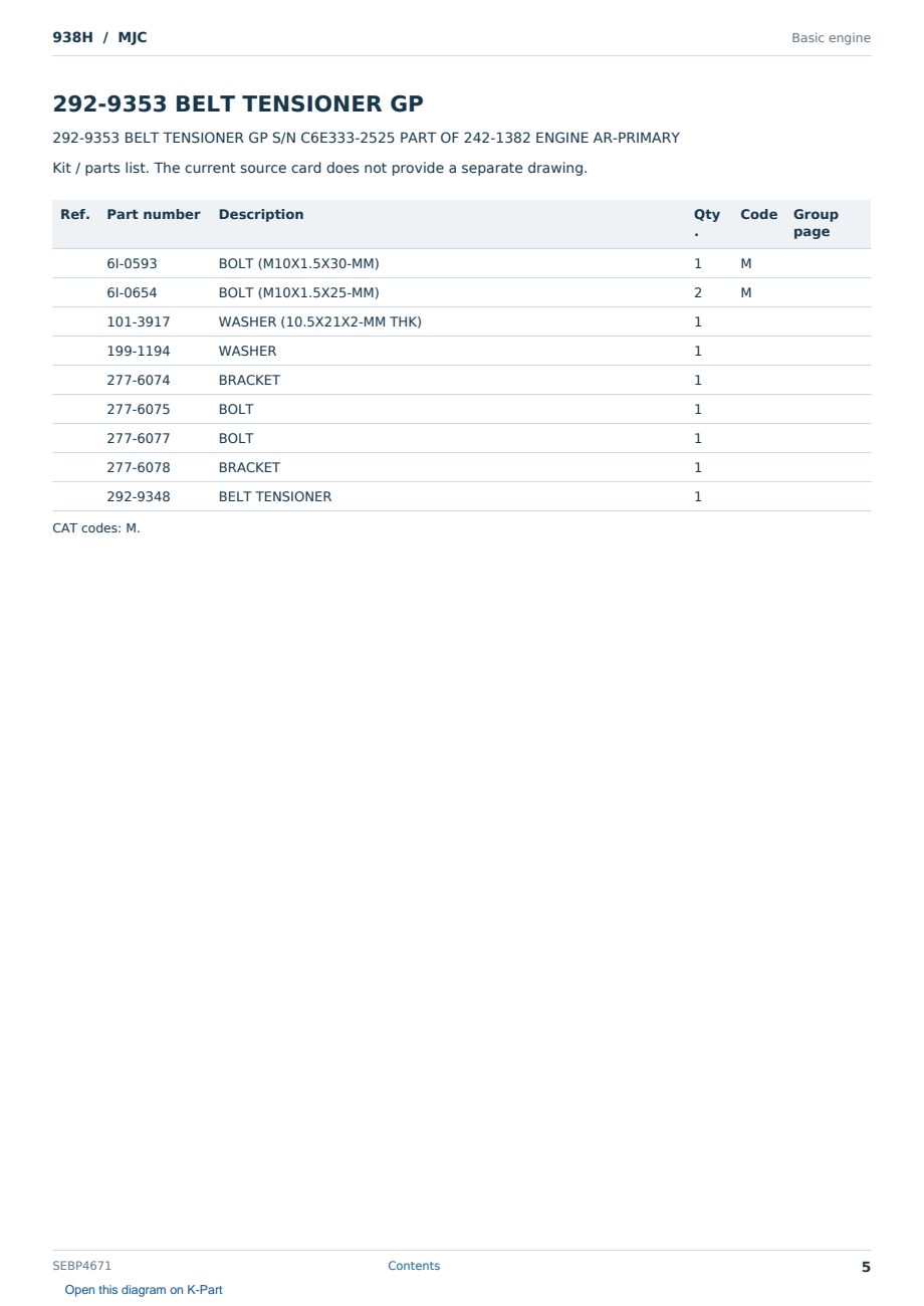 Caterpillar 938H S/N MJC Partsbook SEBP4671 (English) - sample page 5 of 10 Caterpillar 938H S/N MJC Partsbook SEBP4671 (English) - sample page 5 of 10