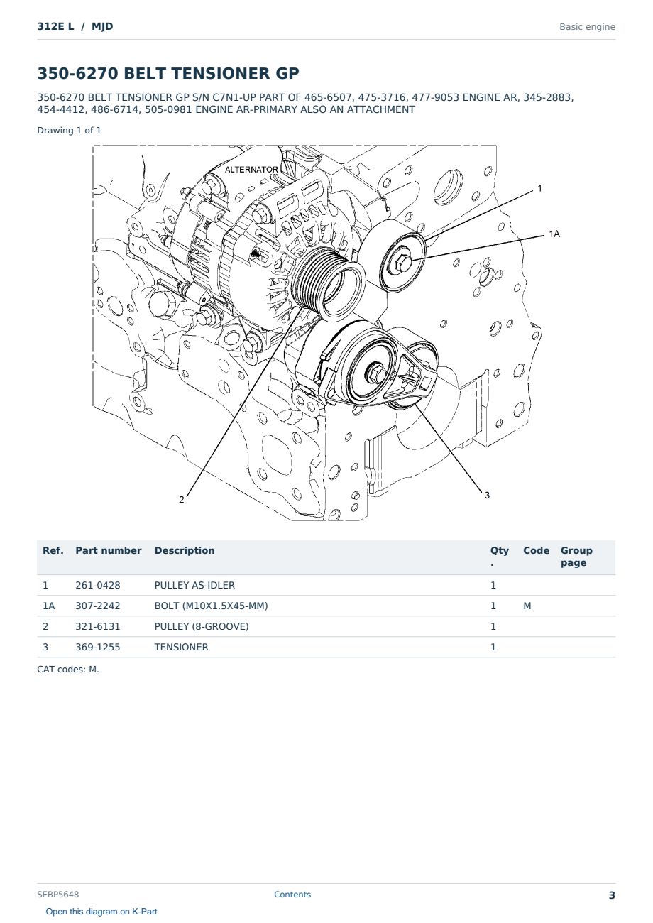 Caterpillar 312E L S/N MJD Partsbook SEBP5648 (English) - sample page 3 of 10 Caterpillar 312E L S/N MJD Partsbook SEBP5648 (English) - sample page 3 of 10