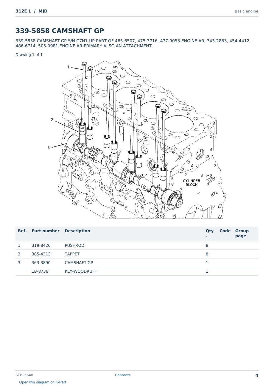 Caterpillar 312E L S/N MJD Partsbook SEBP5648 (English) - sample page 4 of 10 Caterpillar 312E L S/N MJD Partsbook SEBP5648 (English) - sample page 4 of 10