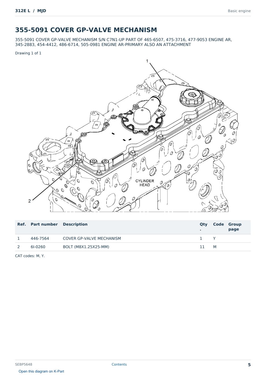Caterpillar 312E L S/N MJD Partsbook SEBP5648 (English) - sample page 5 of 10 Caterpillar 312E L S/N MJD Partsbook SEBP5648 (English) - sample page 5 of 10