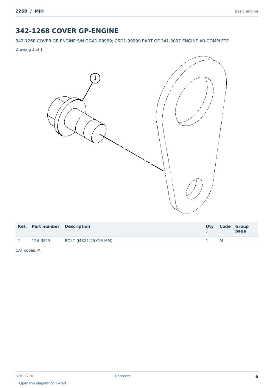Caterpillar 226B S/N MJH Partsbook SEBP3770 (English) - sample page 6 of 10 Caterpillar 226B S/N MJH Partsbook SEBP3770 (English) - sample page 6 of 10