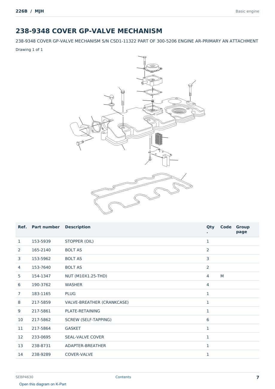 Caterpillar 226B S/N MJH Partsbook SEBP4630 (English) - sample page 7 of 10 Caterpillar 226B S/N MJH Partsbook SEBP4630 (English) - sample page 7 of 10
