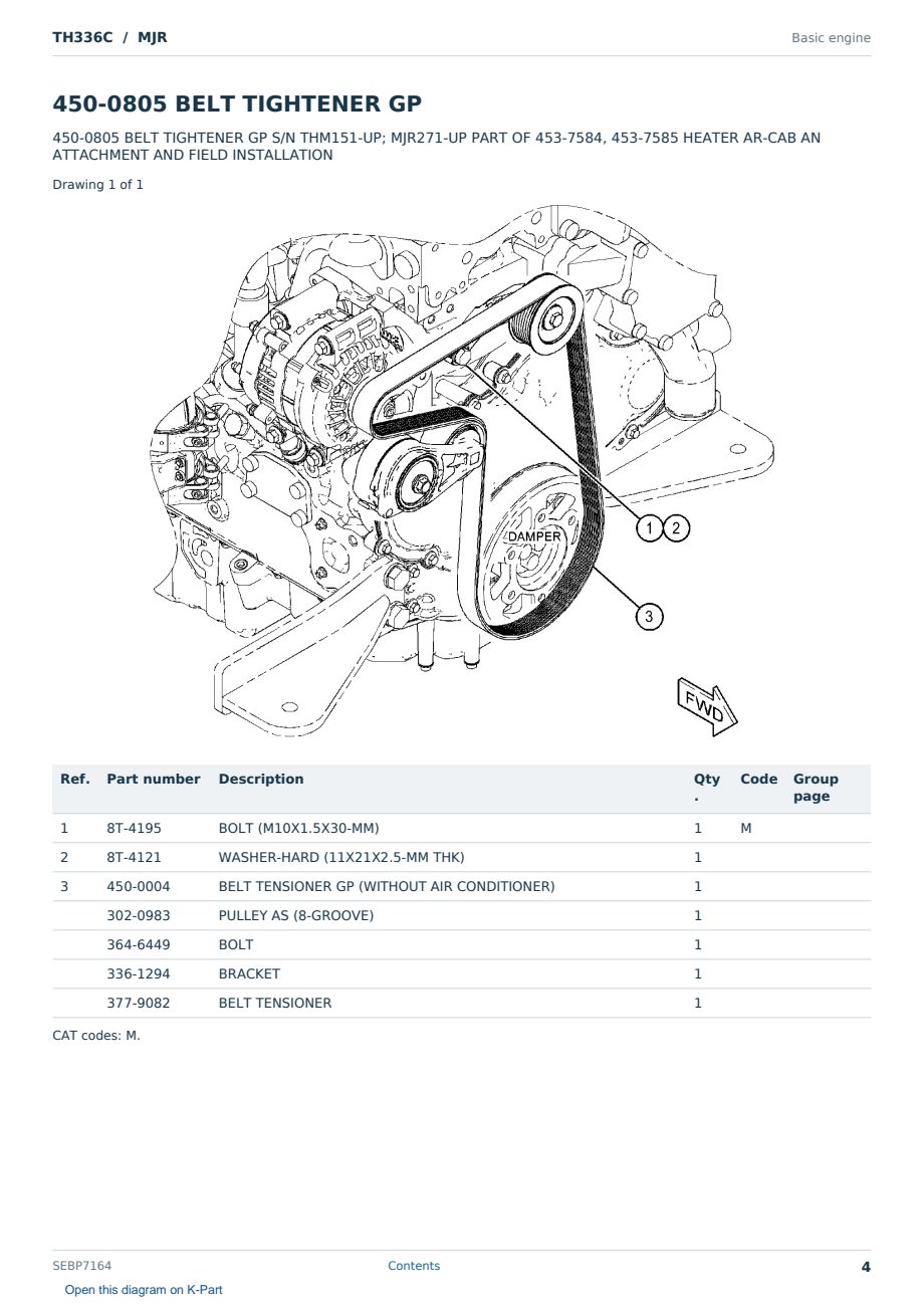 Caterpillar TH336C S/N MJR Partsbook SEBP7164 (English) - sample page 4 of 10 Caterpillar TH336C S/N MJR Partsbook SEBP7164 (English) - sample page 4 of 10