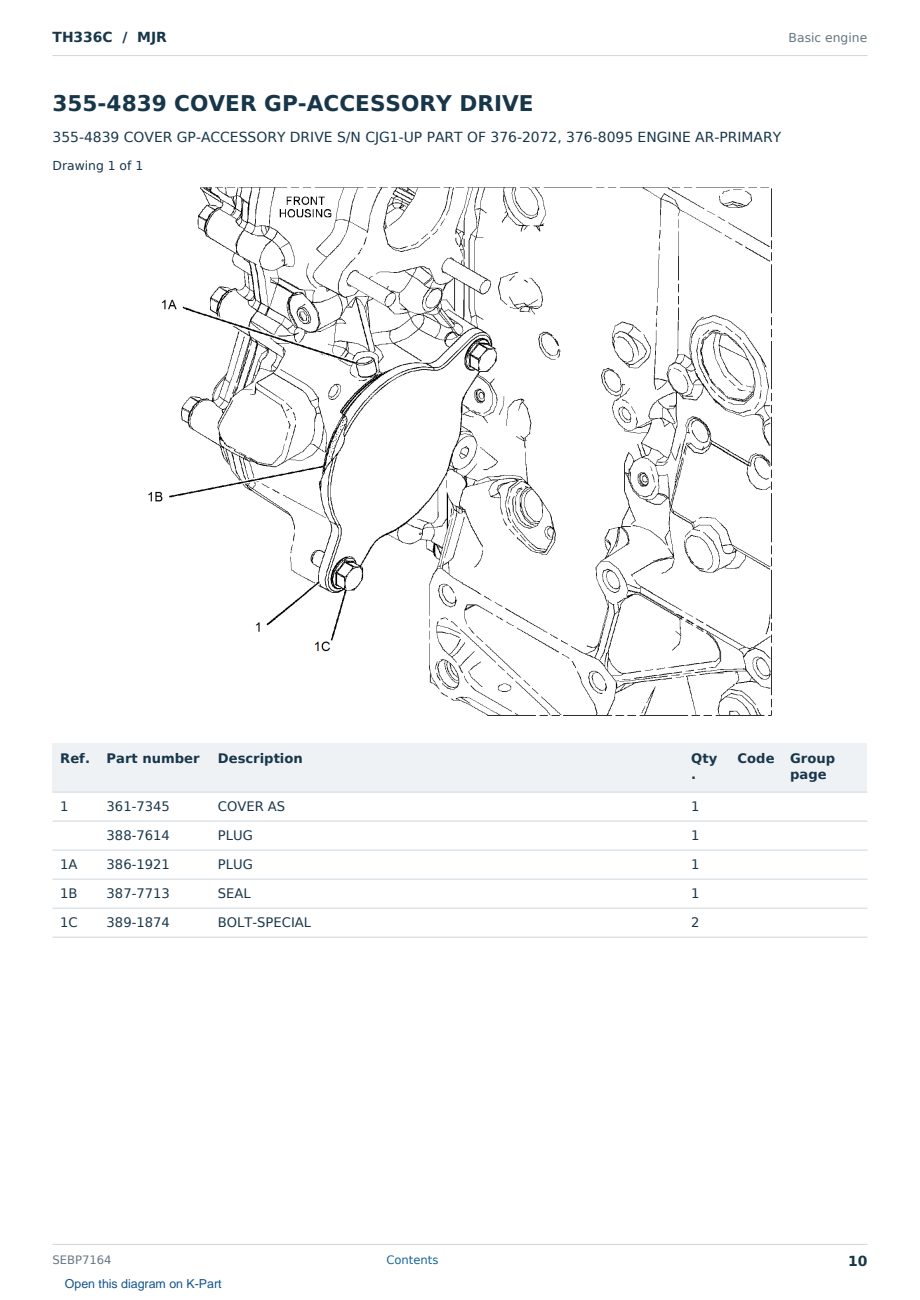 Caterpillar TH336C S/N MJR Partsbook SEBP7164 (English) - sample page 10 of 10 Caterpillar TH336C S/N MJR Partsbook SEBP7164 (English) - sample page 10 of 10