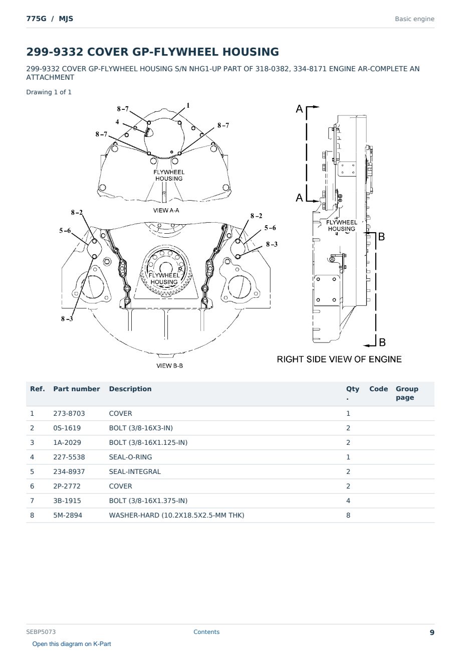 Caterpillar 775G S/N MJS Partsbook SEBP5073 (English) - sample page 9 of 10 Caterpillar 775G S/N MJS Partsbook SEBP5073 (English) - sample page 9 of 10