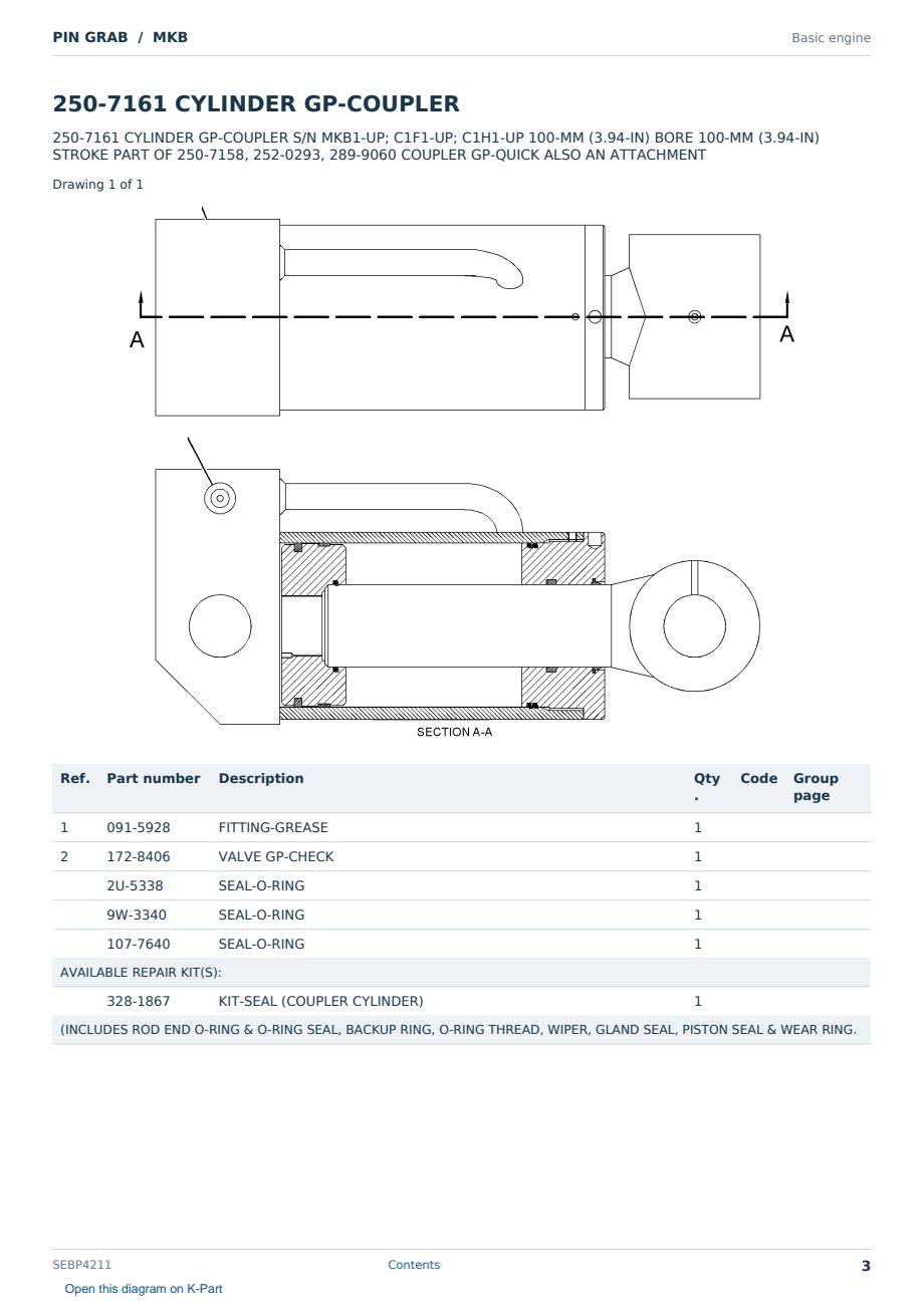 Caterpillar PIN GRAB S/N MKB Partsbook SEBP4211 (English) - sample page 3 of 8 Caterpillar PIN GRAB S/N MKB Partsbook SEBP4211 (English) - sample page 3 of 8