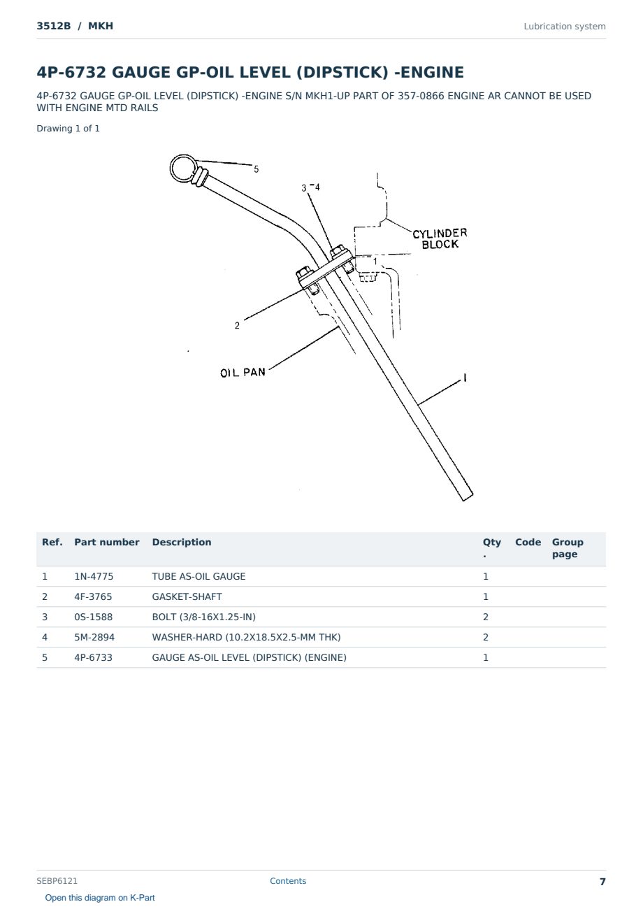 Caterpillar 3512B S/N MKH Partsbook SEBP6121 (English) - sample page 7 of 10 Caterpillar 3512B S/N MKH Partsbook SEBP6121 (English) - sample page 7 of 10