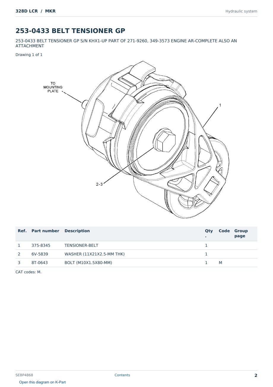 Caterpillar 328D LCR S/N MKR Partsbook SEBP4868 (English) - sample page 2 of 10 Caterpillar 328D LCR S/N MKR Partsbook SEBP4868 (English) - sample page 2 of 10