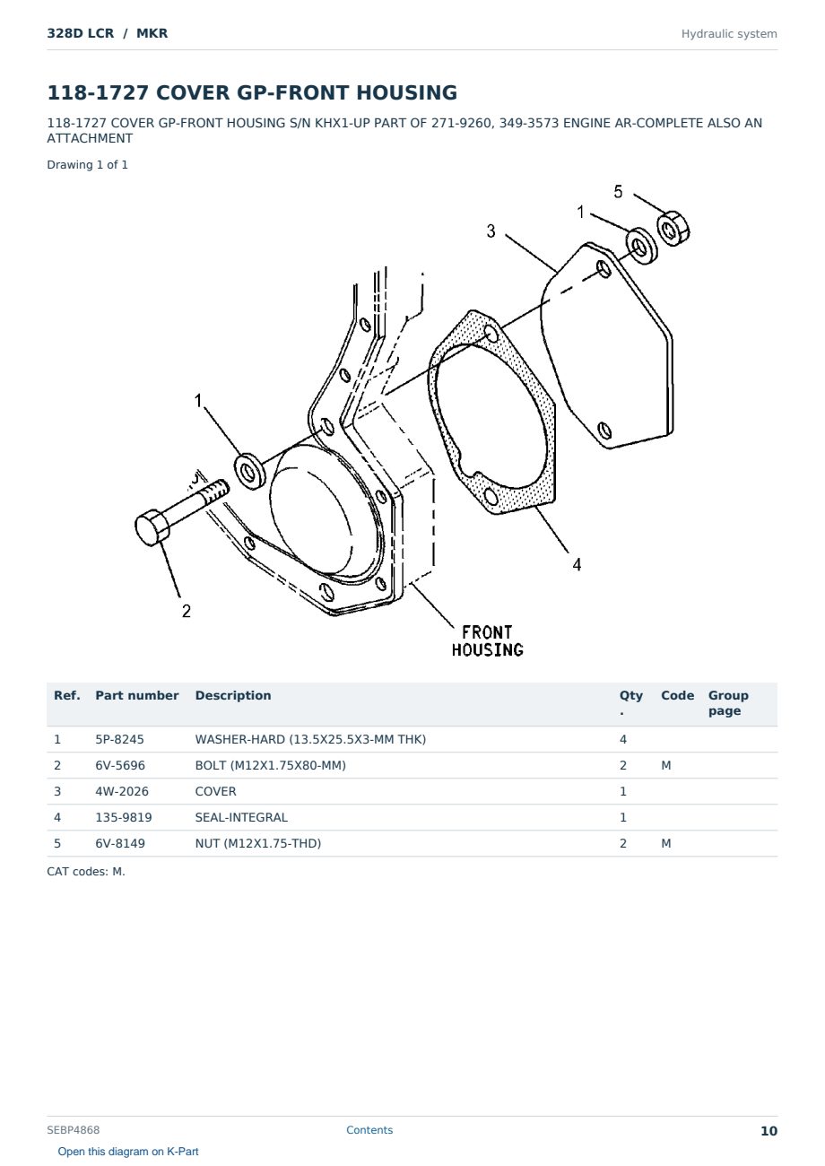 Caterpillar 328D LCR S/N MKR Partsbook SEBP4868 (English) - sample page 10 of 10 Caterpillar 328D LCR S/N MKR Partsbook SEBP4868 (English) - sample page 10 of 10