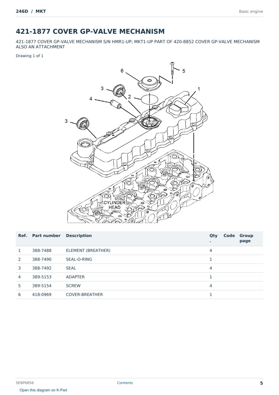 Caterpillar 246D S/N MKT Partsbook SEBP6856 (English) - sample page 5 of 10 Caterpillar 246D S/N MKT Partsbook SEBP6856 (English) - sample page 5 of 10