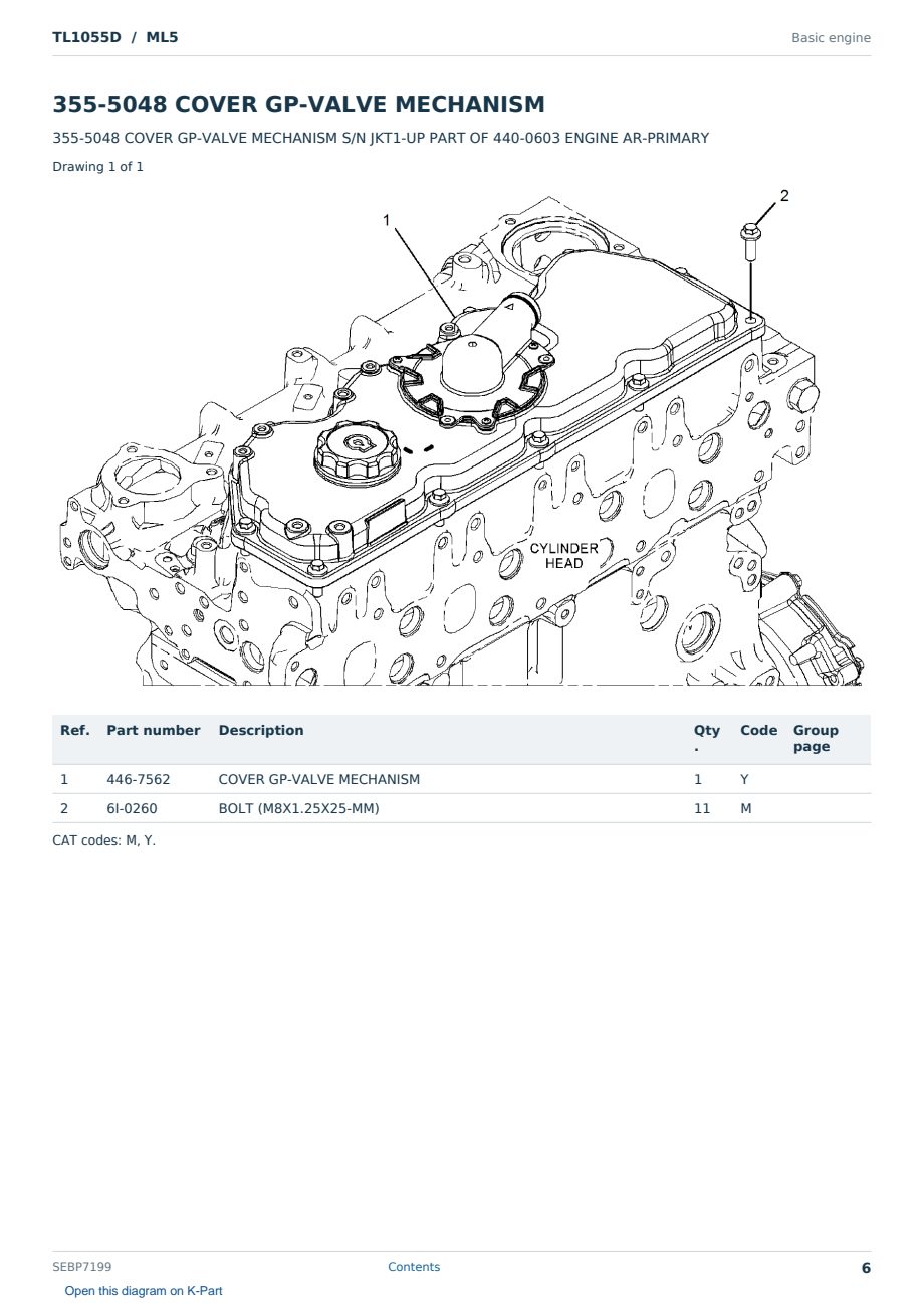 Caterpillar TL1055D S/N ML5 Partsbook SEBP7199 (English) - sample page 6 of 10 Caterpillar TL1055D S/N ML5 Partsbook SEBP7199 (English) - sample page 6 of 10