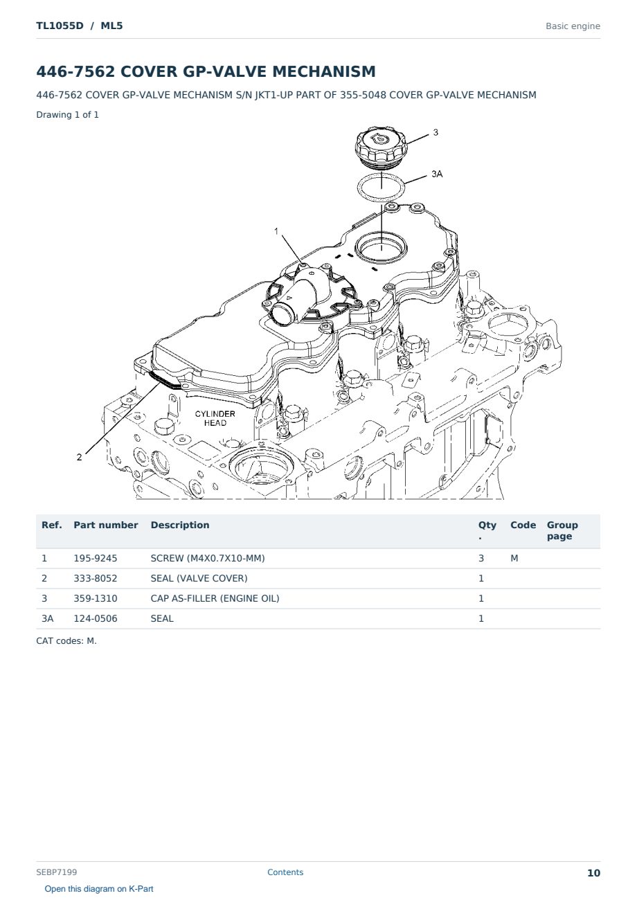Caterpillar TL1055D S/N ML5 Partsbook SEBP7199 (English) - sample page 10 of 10 Caterpillar TL1055D S/N ML5 Partsbook SEBP7199 (English) - sample page 10 of 10