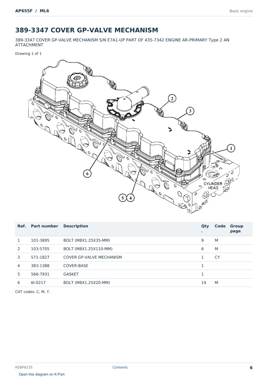 Caterpillar AP655F S/N ML6 Partsbook KEBP6235 (English) - sample page 6 of 10 Caterpillar AP655F S/N ML6 Partsbook KEBP6235 (English) - sample page 6 of 10