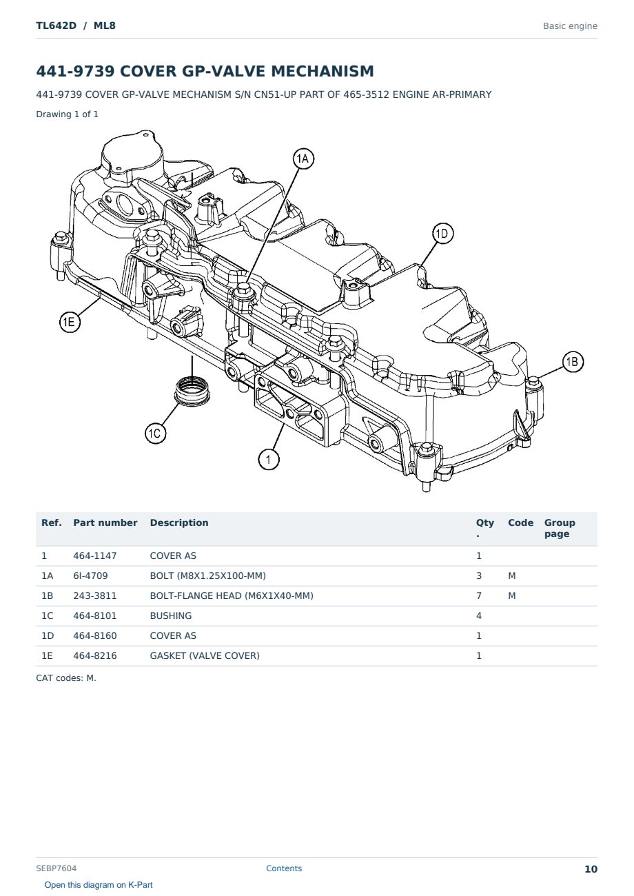 Caterpillar TL642D S/N ML8 Partsbook SEBP7604 (English) - sample page 10 of 10 Caterpillar TL642D S/N ML8 Partsbook SEBP7604 (English) - sample page 10 of 10