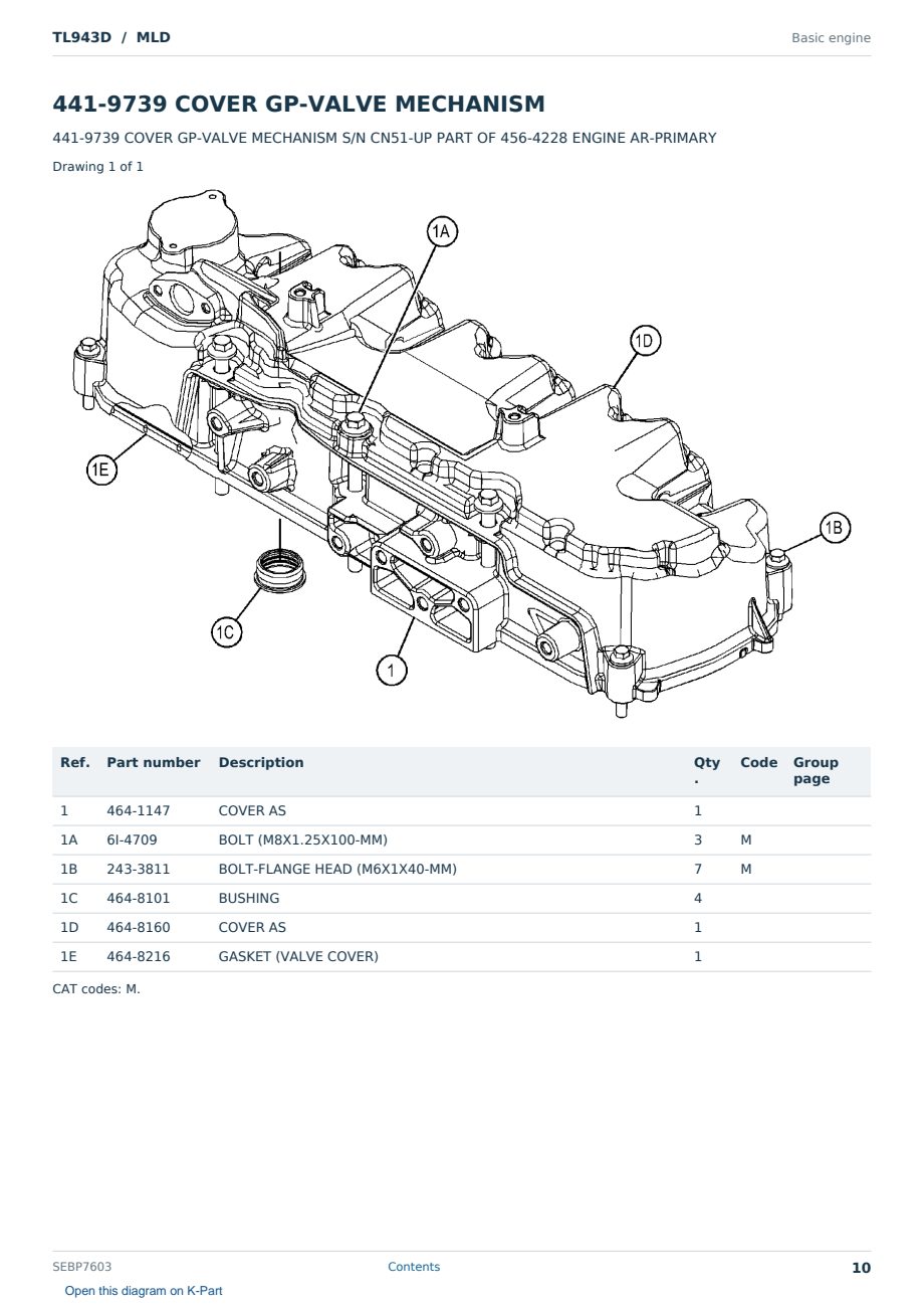 Caterpillar TL943D S/N MLD Partsbook SEBP7603 (English) - sample page 10 of 10 Caterpillar TL943D S/N MLD Partsbook SEBP7603 (English) - sample page 10 of 10