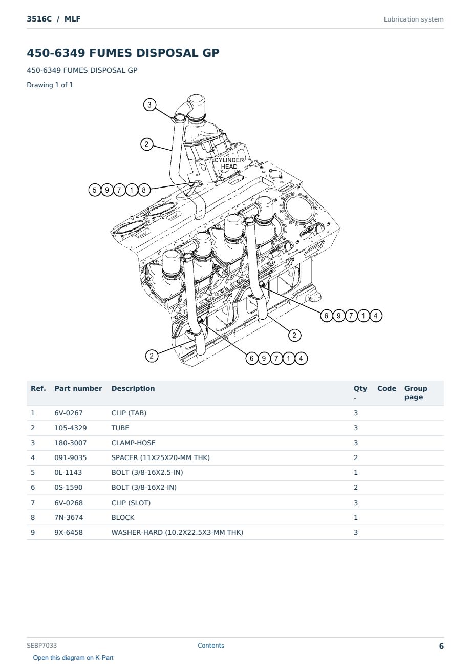 Caterpillar 3516C S/N MLF Partsbook SEBP7033 (English) - sample page 6 of 10 Caterpillar 3516C S/N MLF Partsbook SEBP7033 (English) - sample page 6 of 10